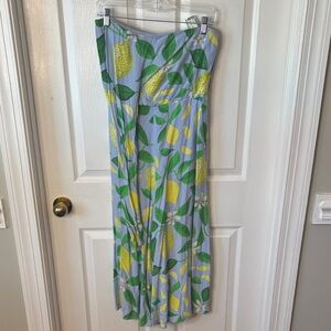 Maeve Blue and Green Leaf Print Jumpsuit